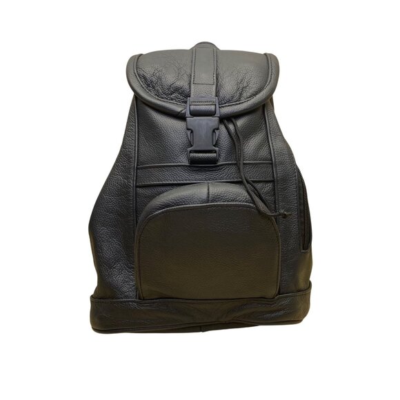 Women’s Dark Blue Genuine Leather Adjustable Straps With Zipper Backpack Size S main image 11